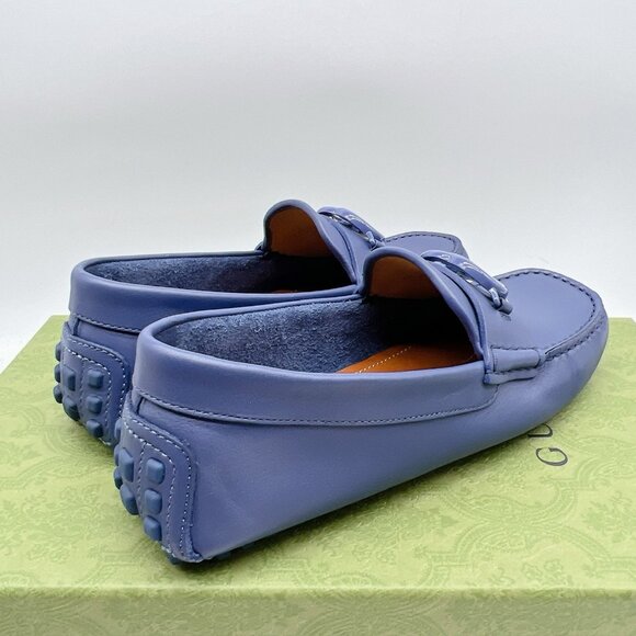 Gucci GG Interlocking Loafer Blue Driver Moccasin Shoes Logo Mens UK 13 US 13.5 - Picture 8 of 11